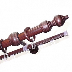 Карниз круглый настенный Клавир с U-шиной, 28 мм., деревянная фурнитура, Орех