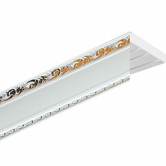 Карниз потолочный пластиковый Кембрия с планкой 65 мм., 2-рядный, Белое золото
