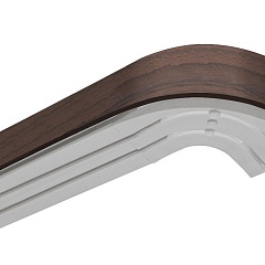 Карниз шинный, потолочный Алесто с планкой 50 мм. и закруглениями, 3-рядный, Орех
