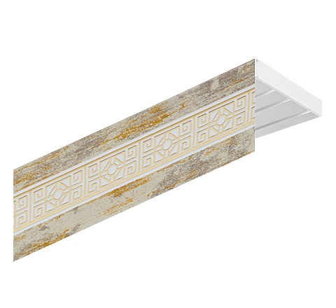 Карниз потолочный пластиковый Лорус с планкой 65 мм., 3-рядный, Кракэ 1