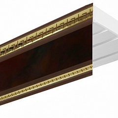 Карниз потолочный пластиковый Алфеус с планкой 70 мм., 3-рядный, Венге (золото)