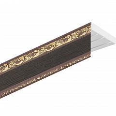 Карниз потолочный пластиковый Кембрия с планкой 65 мм., 2-рядный, Венге