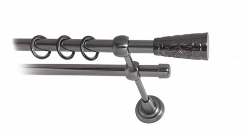 Карниз металлический Консорт, 2-рядный, 16 мм., труба гладкая, Антрацит 4
