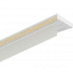 Карниз потолочный пластиковый Татия с планкой 65 мм., 2-рядный, Белый