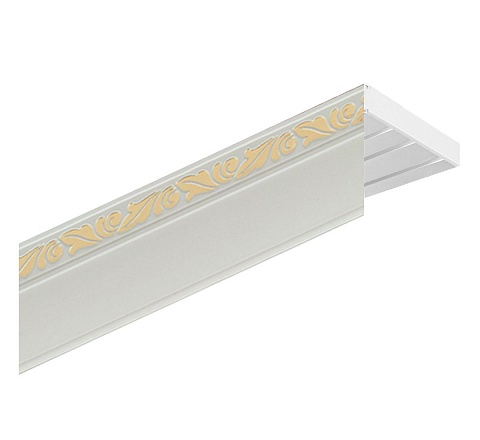 Карниз потолочный пластиковый Татия с планкой 65 мм., 2-рядный, Белый 1