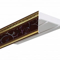 Карниз потолочный пластиковый Алфеус с планкой 70 мм., 2-рядный, Бордо (золото)