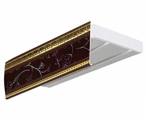 Карниз потолочный пластиковый Алфеус с планкой 70 мм., 2-рядный, Бордо (золото) 1
