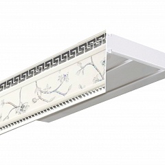 Карниз настенный пластиковый Алфеус с планкой 70 мм., 2-рядный, Белый (серебро)
