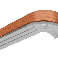 Карниз шинный, потолочный Алесто с планкой 50 мм. и закруглениями, 3-рядный, Вишня