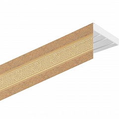 Карниз настенный пластиковый Лорус с планкой 65 мм., 2-рядный, Мокко