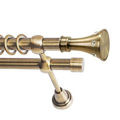 Карниз металлический Консорт, 2-рядный, 19 мм., труба гладкая, Антик