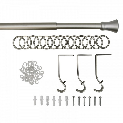 Карниз металлический Гиро, 1-рядный, 16/19 мм., телескопический (160 см.-320 см.), Матовый никель 3