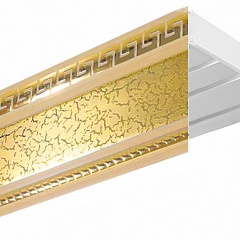 Карниз потолочный пластиковый Алфеус с планкой 70 мм., 3-рядный, Бежевый (золото)