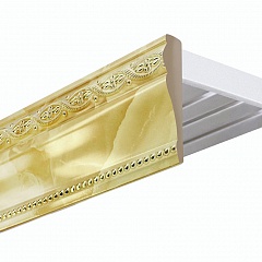 Карниз багетный, настенный Каприччио, с планкой 80 мм., 3-рядный, Мрамор (золото)