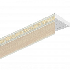 Карниз потолочный пластиковый Татия с планкой 65 мм., 2-рядный, Слоновая кость