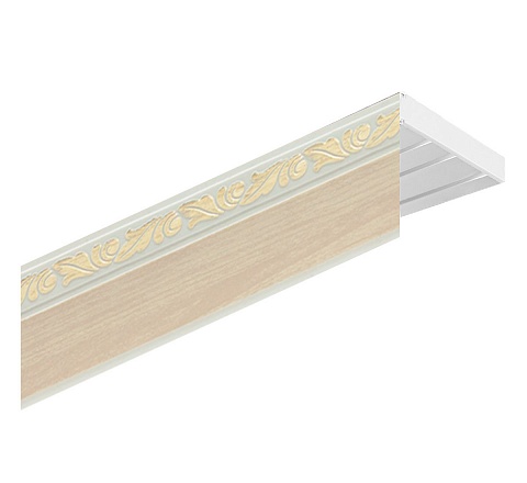 Карниз потолочный пластиковый Татия с планкой 65 мм., 3-рядный, Слоновая кость 1
