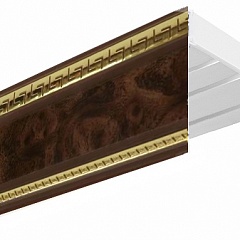 Карниз потолочный пластиковый Алфеус с планкой 70 мм., 3-рядный, Мрамор (золото)