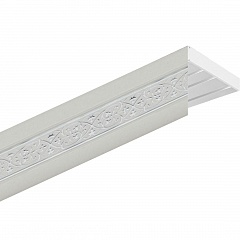 Карниз потолочный пластиковый Камилла с планкой 65 мм., 2-рядный, Белый