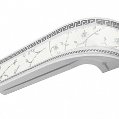 Карниз шинный, потолочный Баррэ с планкой 70 мм. и закруглениями, 2-рядный, Белый (серебро)