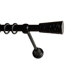 Карниз металлический Консорт, 1-рядный, 19 мм., труба гладкая, Черный матовый