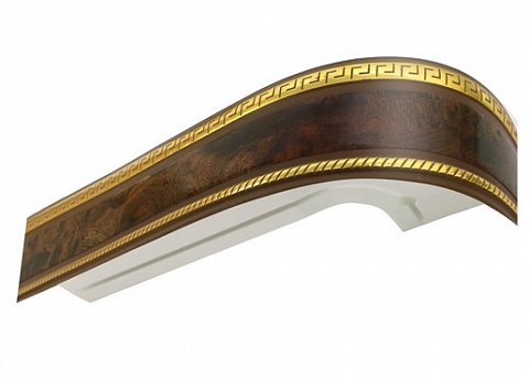 Карниз шинный, настенный Баррэ с планкой 70 мм. и закруглениями, 2-рядный, Мрамор (золото) 1
