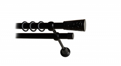 Карниз металлический Консорт, 2-рядный, 19 мм., труба гладкая, Черный матовый 6