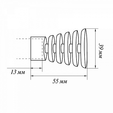 Наконечник Спираль для металлического карниза Октавиа-16, 16 мм., Хром 2