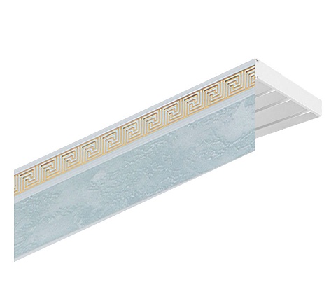 Карниз потолочный пластиковый Дариус с планкой 50 мм., 3-рядный, Белый мрамор 1