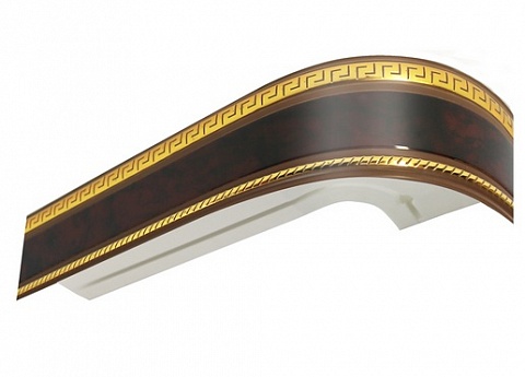 Карниз шинный, потолочный  Баррэ с планкой 70 мм. и закруглениями, 3-рядный, Венге (золото) 1
