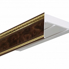 Карниз потолочный пластиковый Алфеус с планкой 70 мм., 2-рядный, Мрамор (золото)