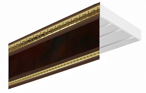 Карниз настенный пластиковый Алфеус с планкой 70 мм., 3-рядный, Венге (золото) 1
