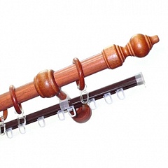 Карниз круглый настенный Клавир с U-шиной, 28 мм., деревянная фурнитура, Каштан