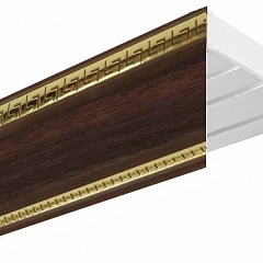 Карниз настенный пластиковый Алфеус с планкой 70 мм., 3-рядный, Коричневый (золото)
