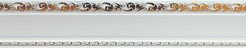 Карниз шинный, настенный Кембрия с планкой 65 мм. и закруглениями, 2-рядный, Белое золото 2