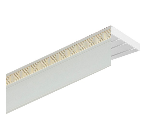 Карниз настенный пластиковый Дариус с планкой 50 мм., 3-рядный, Белое золото 1