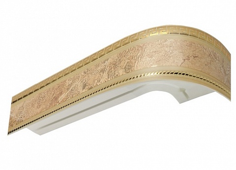 Карниз шинный, потолочный Баррэ с планкой 70 мм. и закруглениями, 2-рядный, Мокко (золото) 1