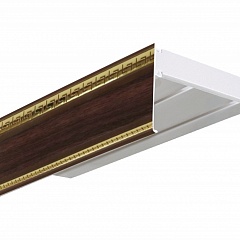 Карниз потолочный пластиковый Алфеус с планкой 70 мм., 2-рядный, Коричневый (золото)