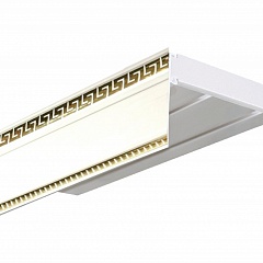 Карниз настенный пластиковый Алфеус с планкой 70 мм., 2-рядный, Белый (золото)