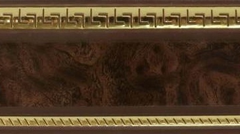 Карниз шинный, настенный Баррэ с планкой 70 мм. и закруглениями, 2-рядный, Мрамор (золото) 2