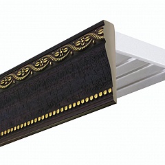 Карниз багетный, потолочный Каприччио, с планкой 80 мм., 3-рядный, Венге (золото)