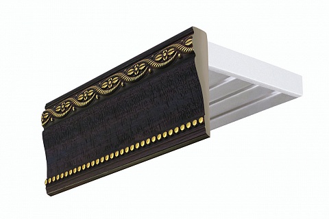 Карниз багетный, потолочный Каприччио, с планкой 80 мм., 3-рядный, Венге (золото) 1