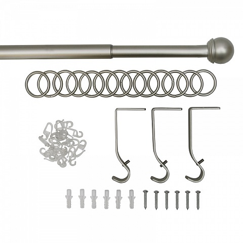 Карниз металлический Классика, 1-рядный, 16/19 мм., телескопический (160 см.-320 см.), Матовый никель 3