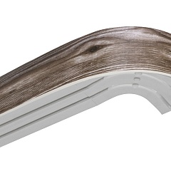 Карниз шинный, настенный  Баррэ с планкой 70 мм. и закруглениями, 3-рядный, Коричневый