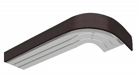 Карниз шинный, потолочный Алесто с планкой 50 мм. и закруглениями, 3-рядный, Венге 1