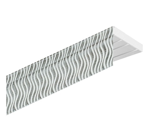 Карниз настенный пластиковый Баллетто с планкой 65 мм., 3-рядный, Серый 1