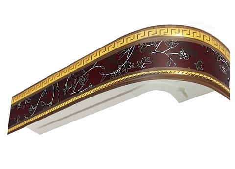 Карниз шинный, потолочный Баррэ с планкой 70 мм. и закруглениями, 2-рядный, Бордо (золото) 1