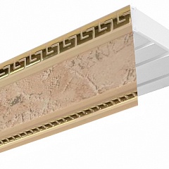 Карниз потолочный пластиковый Алфеус с планкой 70 мм., 3-рядный, Мокко (золото)