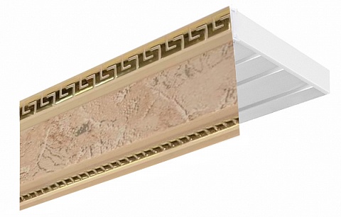 Карниз потолочный пластиковый Алфеус с планкой 70 мм., 3-рядный, Мокко (золото) 1