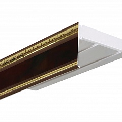 Карниз потолочный пластиковый Алфеус с планкой 70 мм., 2-рядный, Венге (золото)