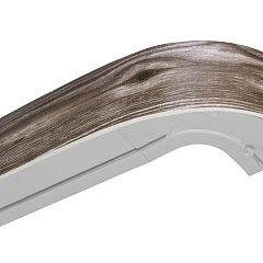 Карниз шинный, потолочный Баррэ с планкой 70 мм. и закруглениями, 2-рядный, Коричневый